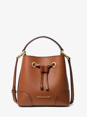 michael kors mercer small pebbled leather bucket bag|More.